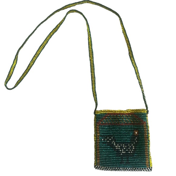 Daisy Jones Style Beaded Amulet Pouch Necklace -Vintage - Picture 3 of 5